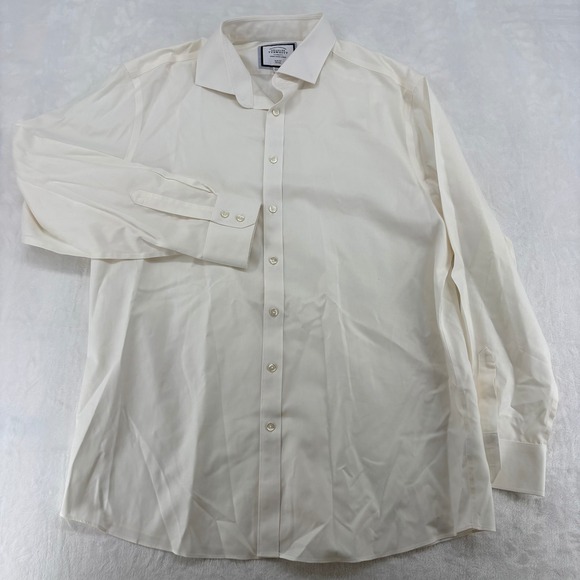 Charles Tyrwhitt Other - Charles Tyrwhitt Dress Shirt Mens 18/37 Slim Fit Non-Iron Cream Long Sleeve